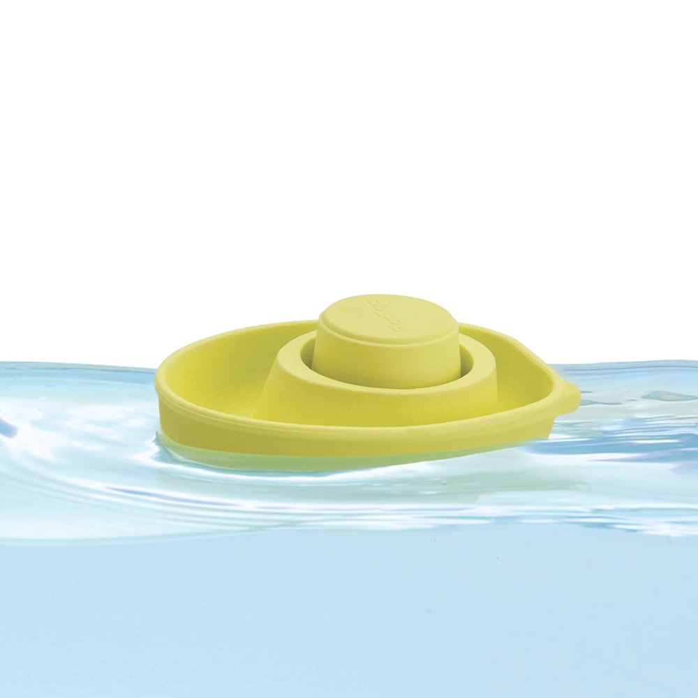 PlanToys Pastel Green Rubber Convertible Boat Wooden Montessori Water and Sensory Play Toy | Cause & Effect, Imagination and Exploration Activity | Eco Friendly Floating Bath Toy