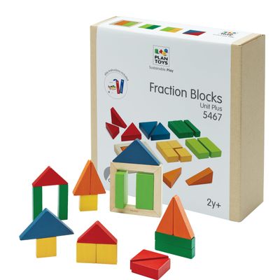 PlanToys Fraction Blocks Wooden Montessori Early Math and Logic Toy | Fraction Learning, Shape Recognition and Sorting Activity | Eco Friendly Colourful Block Set