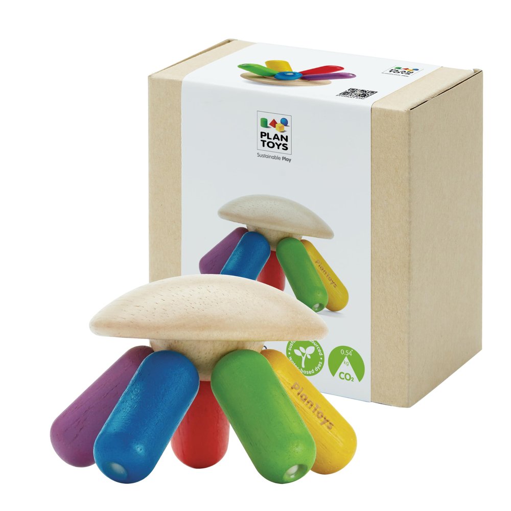 PlanToys Flexi Jellyfish Wooden Sensory Toy for Tactile Exploration & Coordination | Montessori Grasping Activity for Focus, Movement & Fine-Motor Skills | Eco-Friendly Educational Toy