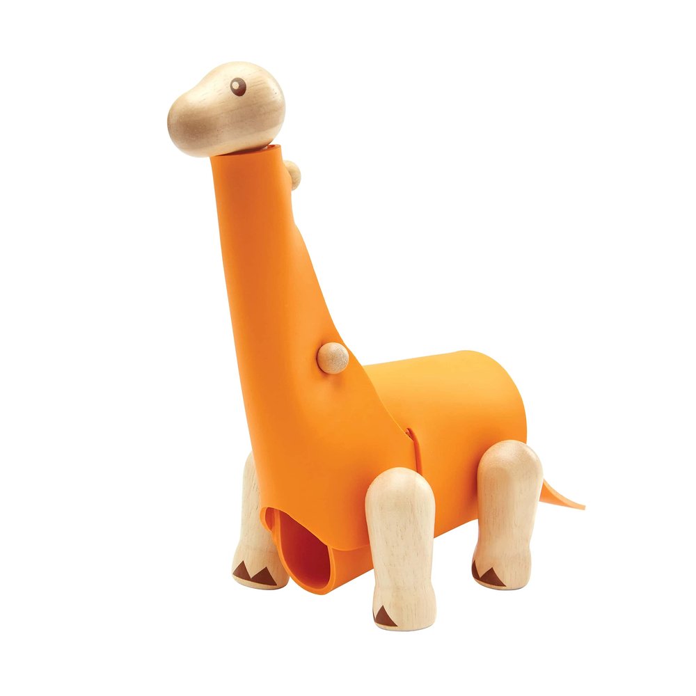 PlanToys DIY Brachiosaurus Wooden Montessori Dinosaur Building Toy | Educational STEM Construction Toy for Fine Motor, Logical Thinking and Creative Play | Eco Friendly Open Ended Learning Activity