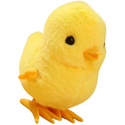 Toyvian Wind Up Jumping Chick - Fuzzy Yellow Chicken, Easter Simulation Toy
