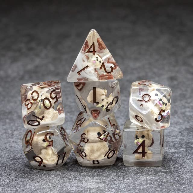 Sage's Portal Animal Familiars Resin DND Dice Set Polyhedral Dice Set for Dungeons and Dragons RPG Pathfinder Tabletop TTRPG (Pups Familiar)
