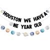 Bessmoso Outer Space First Birthday Banner Houston We Have a One Year Old Party Decorations Rocket Astronaut Solar System Planet 1st Celebration Party Hanging First Trip Around The Sun Supplies view 1