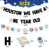 Bessmoso Outer Space First Birthday Banner Houston We Have a One Year Old Party Decorations Rocket Astronaut Solar System Planet 1st Celebration Party Hanging First Trip Around The Sun Supplies view 3