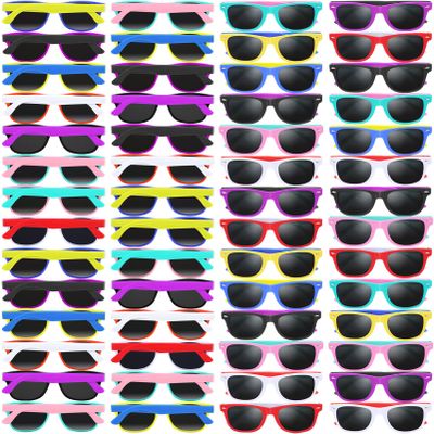 Oleitodh 64 Pack Kids Sunglasses Party Favors, Kid's Neon Sunglasses Bulk, Childrens Sunglasses Boys Girls Eyewear Pack for Goody Bag Fillers Summer Beach Pool Birthday Party Supplies