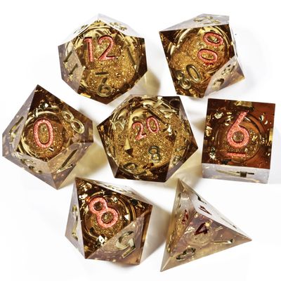 Mini Planet Glitter DND Resin Sharp Edge Polyhedral Handmade Dungeons and Dragons Dice Set