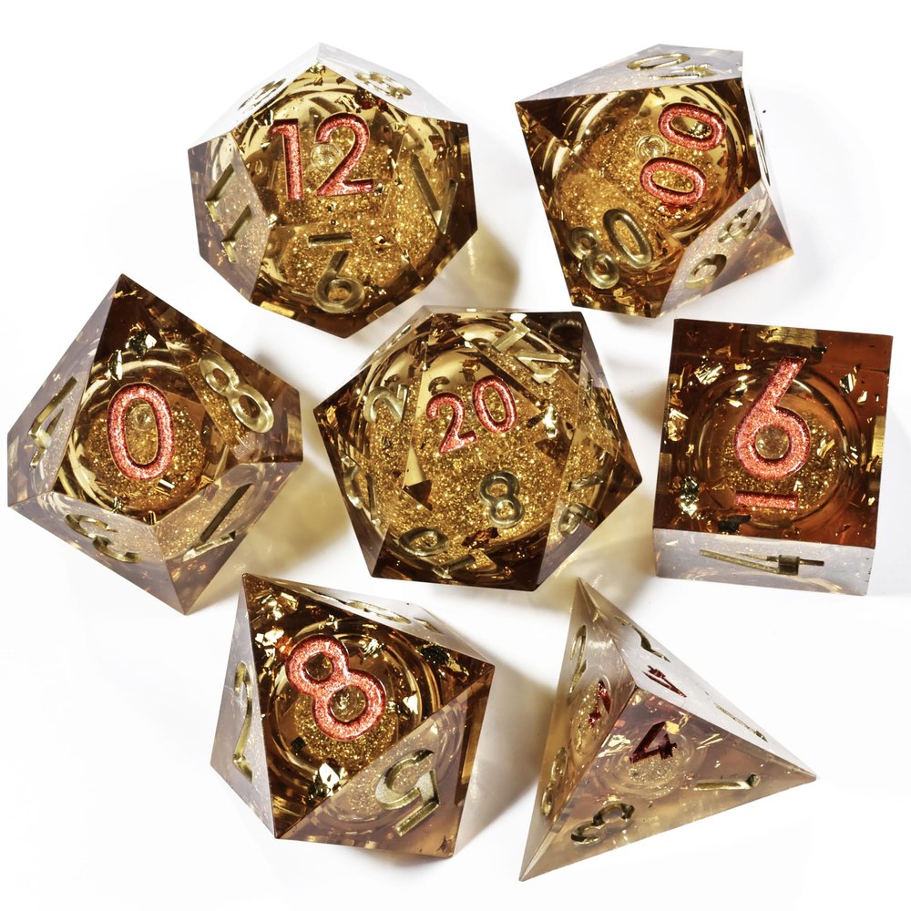 Mini Planet Glitter DND Resin Sharp Edge Polyhedral Handmade Dungeons and Dragons Dice Set