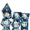 Mini Planet Liquid Core Handmade 7 Accessories Sharp Edge Polyhedral DND Dungeons and Dragons Handmade Dice Set view 3