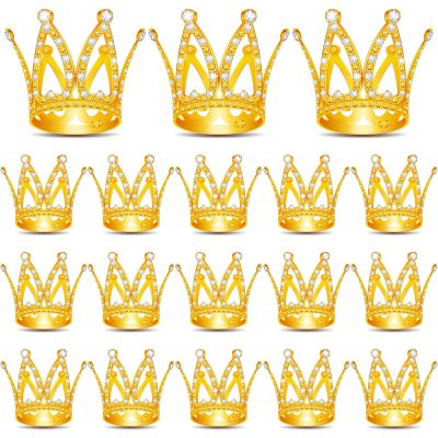 18 Pcs Crown Cake Topper, Mini Tiara Birthday Cake Toppers, Mini Crown for Flower Arrangements Women Lady Girl Wedding Baby Shower Birthday Party