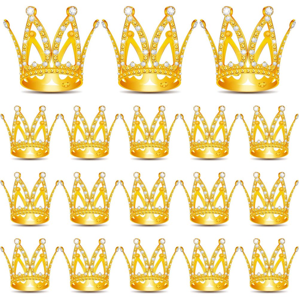 18 Pcs Crown Cake Topper, Mini Tiara Birthday Cake Toppers, Mini Crown for Flower Arrangements Women Lady Girl Wedding Baby Shower Birthday Party