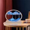 Meiiron Creative Decorative Ornaments for Home Office Bookshelves, Sand Frame Hourglass, 7in/12in Moving 3D Quicksand Painting Desktop Ornament,White and Blue (Size : 12in) view 4