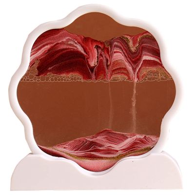 Moving Sand Art Picture in Motion, Sand Art Liquid Motion for Sensory Relaxing Desktop Home Office Work Decoration, 3D Deep Sea Sandscapes - 10IN, White Frame (Color : Red)