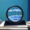 Moving Sand Art Picture, 360 Rotating Dynamic Sand Painting, Glass Crafts ABS Frame, 3D Deep Sea Moving Sand Art, for Adults (Blue,7"/12") (Size : 7in) view 2