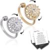 Asnewa Spinner Ring for Anxiety Relief, Gold Crystal, Adjustable Fidget Ring, 2pcs view 1