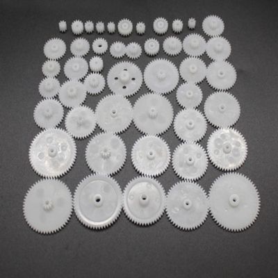 0.5 Mold DIY Plastic Motor Gears Set Plastic Crown Gear Kits Single Double Reduction Gear Worm Gear Electric Kit (46pcs)