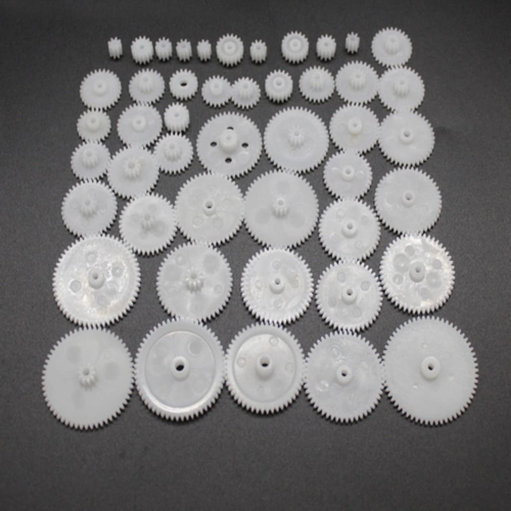 0.5 Mold DIY Plastic Motor Gears Set Plastic Crown Gear Kits Single Double Reduction Gear Worm Gear Electric Kit (46pcs)