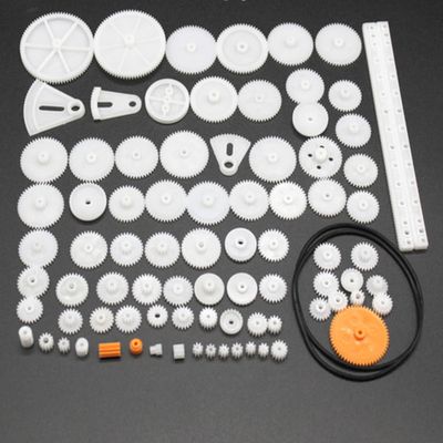0.5 Mold DIY Plastic Motor Gears Set Plastic Crown Gear Kits Single Double Reduction Gear Worm Gear Electric Kit (79pcs)