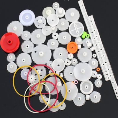 0.5 Mold DIY Plastic Motor Gears Set Plastic Crown Gear Kits Single Double Reduction Gear Worm Gear Electric Kit (75pcs)
