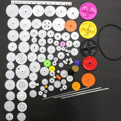 0.5 Mold DIY Plastic Motor Gears Set Plastic Crown Gear Kits Single Double Reduction Gear Worm Gear Electric Kit (106pcs)