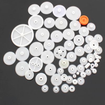 0.5 Mold DIY Plastic Motor Gears Set Plastic Crown Gear Kits Single Double Reduction Gear Worm Gear Electric Kit (64pcs)