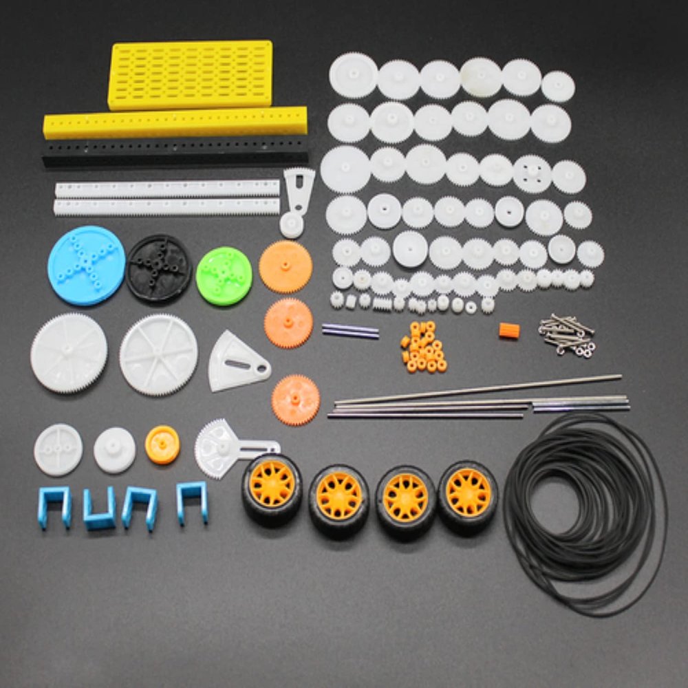 0.5 Mold DIY Plastic Motor Gears Set Plastic Crown Gear Kits Single Double Reduction Gear Worm Gear Electric Kit (90pcs)