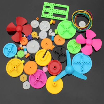 0.5 Mold DIY Plastic Motor Gears Set Plastic Crown Gear Kits Single Double Reduction Gear Worm Gear Electric Kit (55pcs(Colorful))