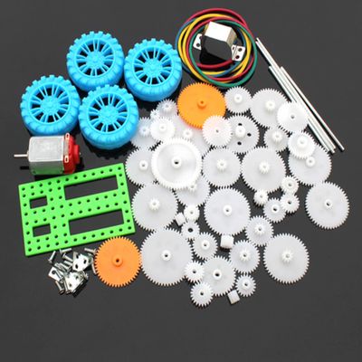 0.5 Mold DIY Plastic Motor Gears Set Plastic Crown Gear Kits Single Double Reduction Gear Worm Gear Electric Kit (50pcs Chassis)
