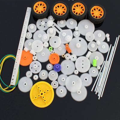 0.5 Mold DIY Plastic Motor Gears Set Plastic Crown Gear Kits Single Double Reduction Gear Worm Gear Electric Kit (82pcs)