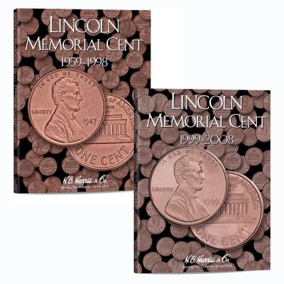 H.E. Harris & Co US Lincoln Memorial Cent Coin Folder 1959  2008 and Beyond Two Volume Set #s 2675, 2705