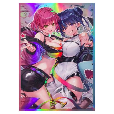 50ct Holographic Flashing (Different Painted Twins) Top Loading Trading Card Sleeves Deck Protector for ygo/Japanese Sized Cards 63x90mm (A16)