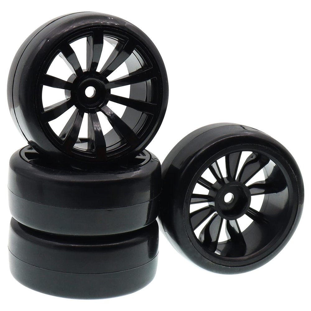 Treehobby 63mm X 26mm Hard Tires Tyre Plastic Wheel Compatible with 1/10 traxxas HSP Tamiya HPI Kyosho On-Road Drifting RC Car(4-Pack)