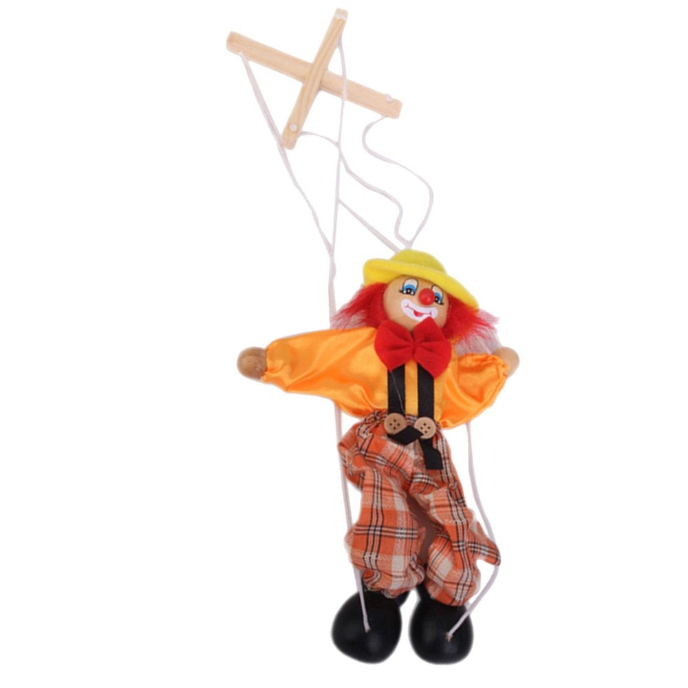 EHJRE Wooden Durable Functional Clown Marionette Kids Children