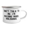 Don't Talk to Me. I'm Building Model Railroads. 12oz Camper Mug, Model Railroads Present From Friends, Useful For Men Women, Model train set, Toy trains, Train tracks, Railroad toys, Electric trains, view 2