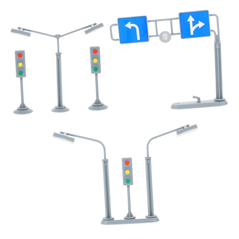 FOYTOKI 3sets Traffic Sign Models for Boys and Girls Miniature Road Signs Educational Plaything for Traffic Safety Awareness Plastic Construction Road Playset