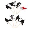 24 PCS Hockey Cupcake Toppers Black Glitter Hockey Players Cupcake Picks Ice Hockey Sports Theme Baby Shower Kids Boys Girls Birthday Party Cake Decorations Supplies Black view 3