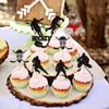24 PCS Hockey Cupcake Toppers Black Glitter Hockey Players Cupcake Picks Ice Hockey Sports Theme Baby Shower Kids Boys Girls Birthday Party Cake Decorations Supplies Black view 4