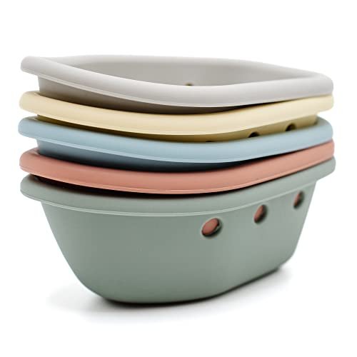 nouka Stacking Boats Toy | 100% Food-Grade Silicone | Safe & Soft | Dishwasher Friendly | Storm Set