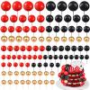 108 Pcs Balls Cake Topper DIY Cupcake Insert Foam Balloons for Cake Baking Wedding Anniversary Birthday Decoration(Red, Black, Gold,Multi Sizes) view 1
