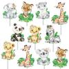 48pcs Wild One Animal Cupcake Toppers - Jungle Safari & Party Decoration for Safari Animal Theme Birthday Party & Baby Shower Supplies view 1
