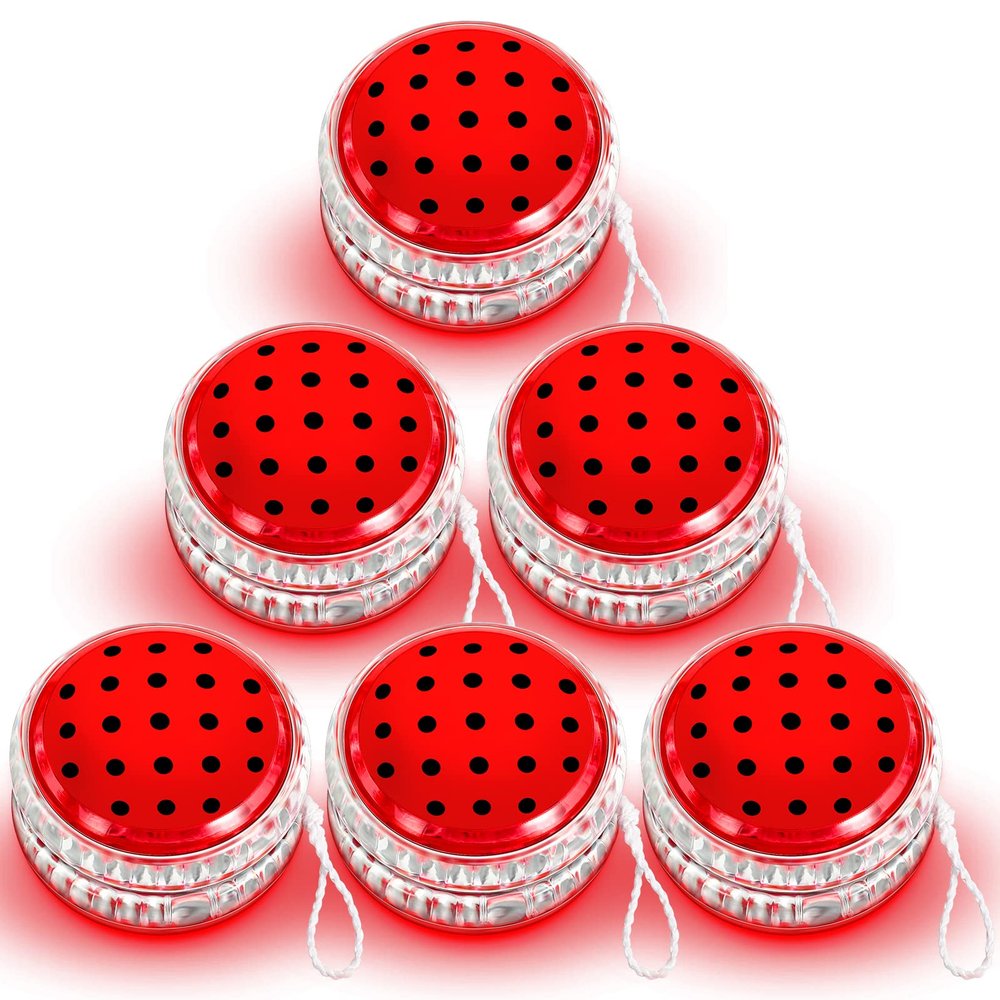 Woanger 24 Pcs Ladybug Party Favors Light up Yoyo Bulk LED Responsive Balls Novelty Plastic Rainbow Yoyo for Kids Adults Beginner Ladybug Themed Birthday Party Decorations Classroom Prizes Favors