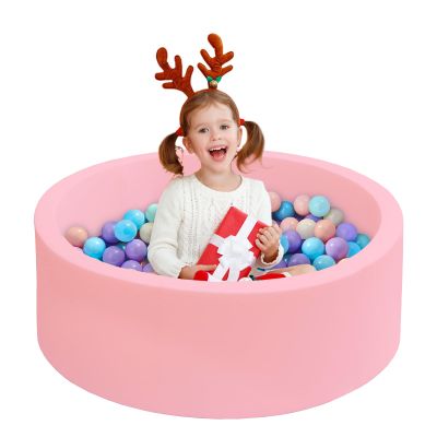 Baby Ball Pit for Toddlers, 35.4"x 11.8" Foam Ball Pit for Kids, Soft Round Ball Pool for Baby, Indoor and Outdoor Playpen, Ideal Gift for Children, Pink, (Balls not Included)