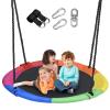 43 inch Saucer Tree Swing for Kids,Durable Textilene Round Swing Heavy Duty, Waterproof and All-Weather Resistant,Swivel,Adjustable Strong Ropes,Easy to Install,Outdoor Playground Backyard view 1