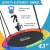 43 inch Saucer Tree Swing for Kids,Durable Textilene Round Swing Heavy Duty, Waterproof and All-Weather Resistant,Swivel,Adjustable Strong Ropes,Easy to Install,Outdoor Playground Backyard view 2