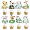 24pcs Jungle Safari Animal Cupcake Toppers Wild Animal Cake Toppers Jungle Party Decoration for Safari Jungle Theme Birthday Party Baby Shower Supplies view 2