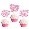 Rsstarxi 30 Pack Happy Mother's Day Cupcake Toppers Glitter Heart Mother Birthday Cupcake Picks Happy Mother's Day Cake Decortions for Best Mom Eve Mother's Day Birthday Party Supplies Pink view 1