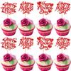 Rsstarxi 30 Pack Happy Mother's Day Cupcake Toppers Red Glitter Best Mom Ever Sweet Heart Mother's Day Cupcake Picks for Happy Mother's Day Birthday Party Cake Decortions view 1