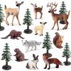 20PCS Plastic Forest Animals Figures, Realistic Woodland Creatures Figurines Miniature Toys Animal Tree Kit Wild Animal Toys Gift for Kids Toddlers, Party Favors Cake Topper Diorama Supplies view 1