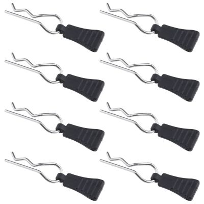 Micro Traders 8PCS RC Body Clips Bent Springy R Pins for 1/8 1/10 1/12 RC Car Secure Shell Pin & Mounting Bracket Set RC Model Bent Body Clamp Accessories Black