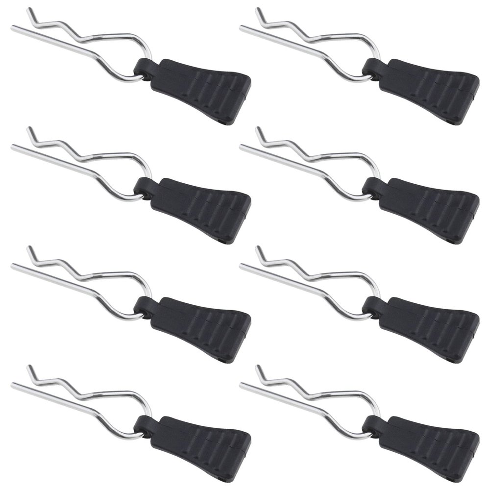 Micro Traders 8PCS RC Body Clips Bent Springy R Pins for 1/8 1/10 1/12 RC Car Secure Shell Pin & Mounting Bracket Set RC Model Bent Body Clamp Accessories Black