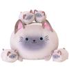 SQEQE Siamese Cat Plush, Cute Stuffed Animals Mommy with 4 Squishy Kitties, Soft Plush Pillow Gifts for Kids view 1